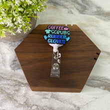 Load image into Gallery viewer, Badge Holder - Nurse - Coffee, Scrubs, &amp; Rubber Gloves
