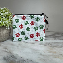 Load image into Gallery viewer, Mini Pouch - Christmas Holiday - Dog Red Green Snowflake Paw
