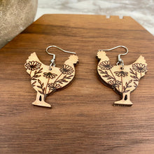 Load image into Gallery viewer, Wooden Dangle Earrings - Chicken - #1
