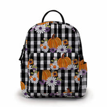 Load image into Gallery viewer, Mini Backpack - Halloween - Plaid Pumpkin Floral
