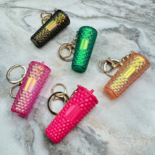 Load image into Gallery viewer, Keychain - Studded Tumbler - Green Holographic
