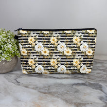Load image into Gallery viewer, Pouch - Floral Ivory Cream Stripe
