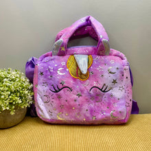 Load image into Gallery viewer, Unicorn Purse with Handles - Purple Pink Stars
