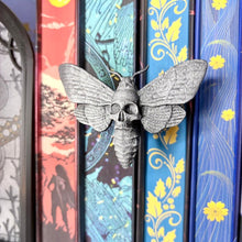 Load image into Gallery viewer, 3d Printed Moth Book Spine Hugger Bookshelf Decor
