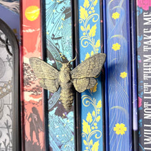 Load image into Gallery viewer, 3d Printed Moth Book Spine Hugger Bookshelf Decor
