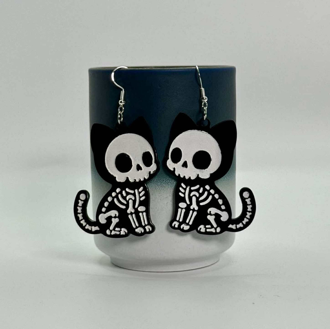 Dangle Earrings - Halloween Fall - SkeleCat - PREORDER Ends 10/2