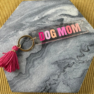 Keychain - Clear Tassel Dog Mom