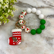 Load image into Gallery viewer, Silicone Bracelet Keychain - Christmas Winter - Stocking Gingerbread Man
