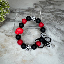 Load image into Gallery viewer, Silicone Bracelet Keychain - Halloween Skull - Red
