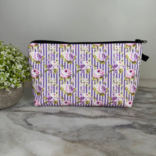 Load image into Gallery viewer, Pouch - Floral Lavender Cream Stripe
