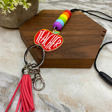 Load image into Gallery viewer, Break-Away Necklace Lanyard with Keychain Clasp - Silicone Bead - Teacher Apple
