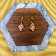 Load image into Gallery viewer, Dangle Earring - Wood &amp; Acrylic - Clear Gold Wood Kite Shaped
