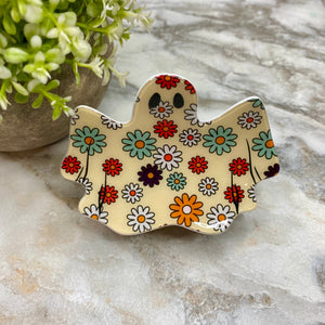 Hair Clip - Cream Floral Ghost