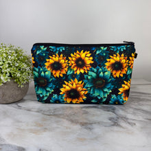 Load image into Gallery viewer, Pouch - Floral, Sunflower Teal &amp; Yellow
