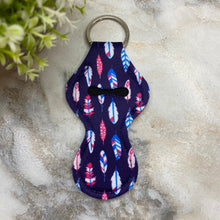 Load image into Gallery viewer, Lip Balm Chapstick Holder - #40 - Navy Purple Feathers
