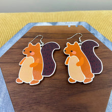 Load image into Gallery viewer, Wooden Dangle Earrings - Squirrel
