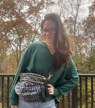 Load image into Gallery viewer, The Roni Nylon Crossbody - Animal Print Grey with Black
