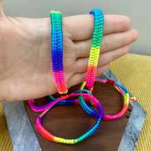 Load image into Gallery viewer, Bracelet - Adjustable String - Braided Solid Rainbow
