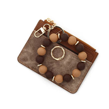 Load image into Gallery viewer, Denim Suede Bracelet Keychain &amp; Card Holder Wallet
