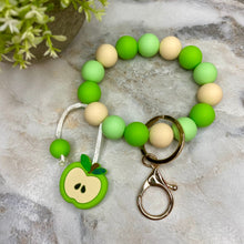 Load image into Gallery viewer, Silicone Bracelet Keychain - Green Apple
