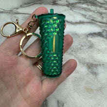 Load image into Gallery viewer, Keychain - Studded Tumbler - Green Holographic
