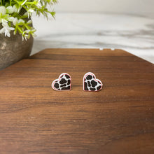 Load image into Gallery viewer, Acrylic Stud Earrings - Cow Print Heart

