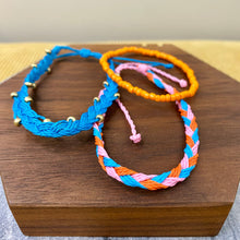 Load image into Gallery viewer, Bracelet Pack - Adjustable String Orange Blue Pink
