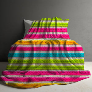 Blanket - Bright Neon Knit Stripes