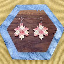 Load image into Gallery viewer, Wooden Dangle Earrings - Fall - Plaid Leaf
