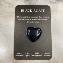 Load image into Gallery viewer, Heart Stone &amp; Description Card - Black Agate
