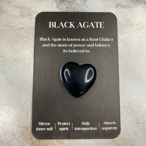 Heart Stone & Description Card - Black Agate