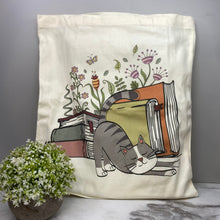 Load image into Gallery viewer, Tote Bag - Sleepy Cats &amp; Books - #7
