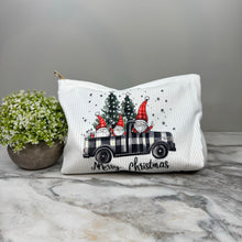 Load image into Gallery viewer, Corduroy Zip Pouch - Merry Christmas Gnome
