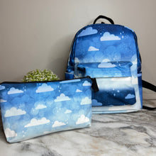 Load image into Gallery viewer, Mini Backpack &amp; Pouch Bundled Set - Blue Ombre Cloud
