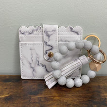 Load image into Gallery viewer, Silicone Bracelet Keychain with Scalloped Card Holder - Marble
