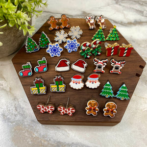 Wooden Stud Earrings - Christmas - Random Mix