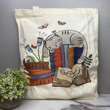 Load image into Gallery viewer, Tote Bag - Sleepy Cats &amp; Books - #3
