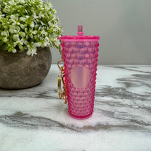 Load image into Gallery viewer, Keychain - Studded Tumbler - Pink Holographic
