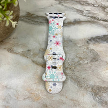 Load image into Gallery viewer, Watch Band - Silicone Christmas - Colorful Snowflakes on White
