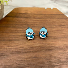 Load image into Gallery viewer, Wooden Stud Earrings - Christmas - Penguin #1
