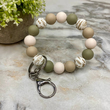 Load image into Gallery viewer, Silicone Bracelet Keychain - Olive Leaves
