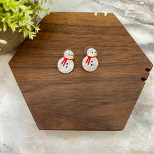 Load image into Gallery viewer, Acrylic Stud Earrings - Christmas - Snowman Marble
