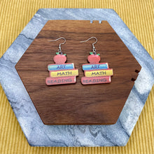 Load image into Gallery viewer, Wooden Dangle Earrings - Teacher - Art Math Reading Books
