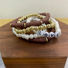 Load image into Gallery viewer, Bracelet Pack - Clay &amp; Gold Bead - Love
