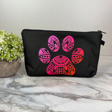 Load image into Gallery viewer, Pouch - Dog, Paw Print Mandala Black Pink
