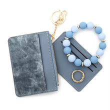 Load image into Gallery viewer, Denim Suede Bracelet Keychain &amp; Card Holder Wallet
