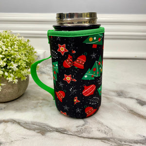 Neoprene Cup Holder Koozie Tumbler with Handle - Christmas Design