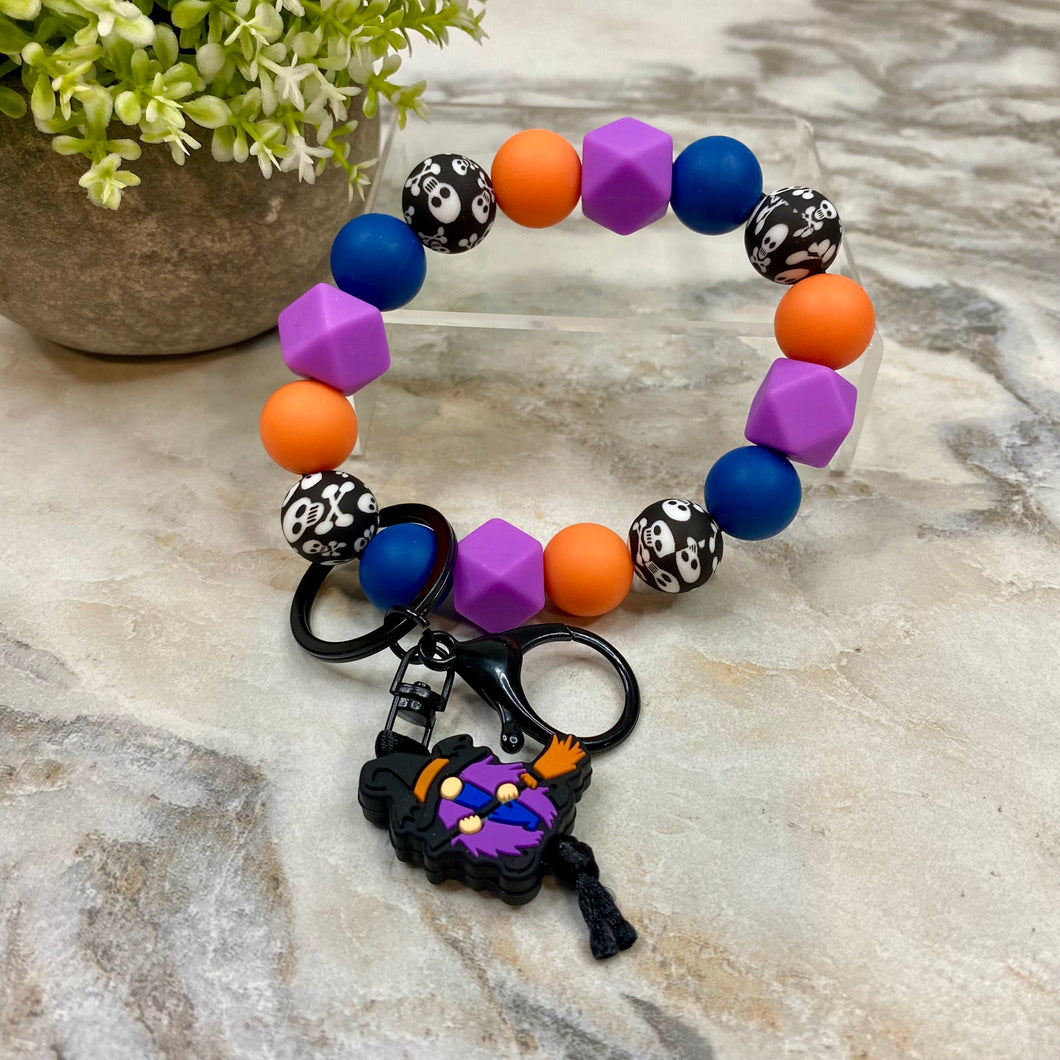 Silicone Bracelet Keychain - Halloween - Gnome Witch Purple Orange Blue