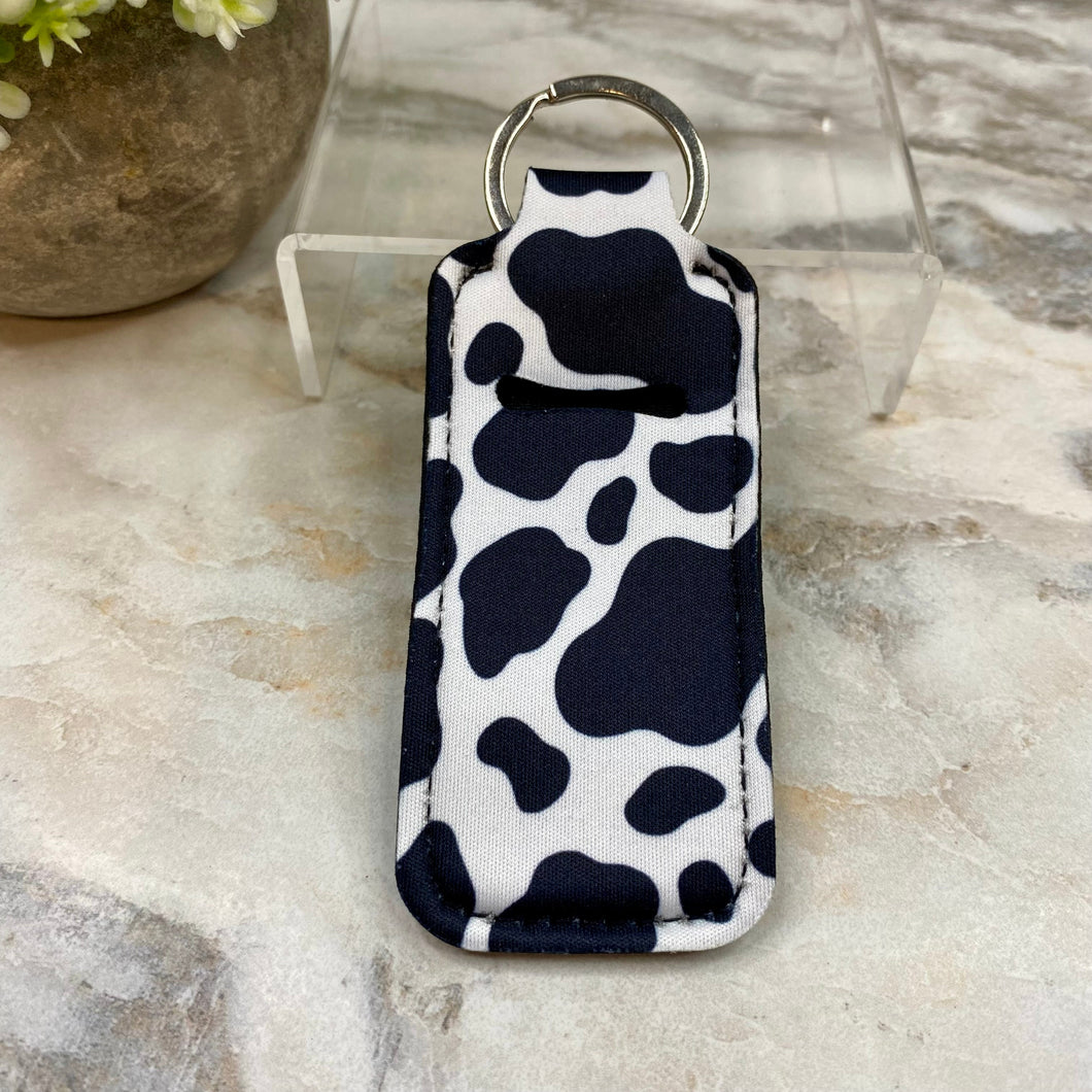 Lip Balm Chapstick Holder - Black Cow Print