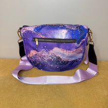 Load image into Gallery viewer, The Roni Nylon Crossbody - Purple Sparkle Waves
